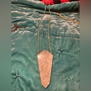 Coffin shaped quartz necklace